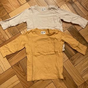Uniqlo Baby Organic Cotton Long Sleeved Tops with Pocket- Set of 2